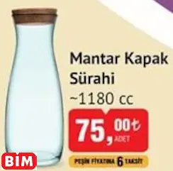 PAŞABAHÇE MANTAR KAPAK SÜRAHİ ~1180 CC